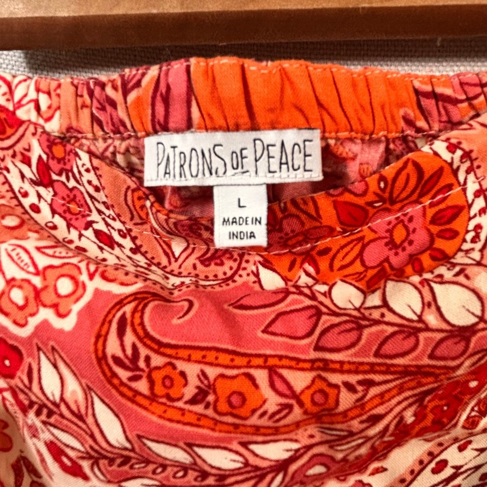Patrons of Peace Boho Maxi Wrap Skirt L Orange Paisley Patchwork Festival Hippie - Picture 4 of 15